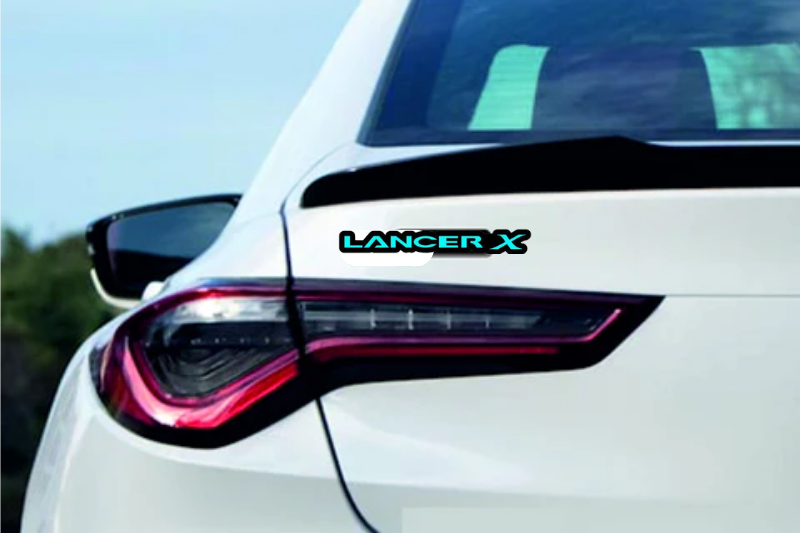 Mitsubishi tailgate trunk rear emblem with Lancer X logo Mitsubishi emblems decoinfabric