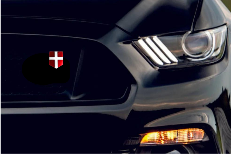 Radiator grille emblem with Denmark logo Custom design emblems decoinfabric