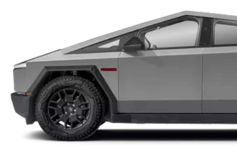 Tesla Cybertruck emblem for fenders with Foundation logo Tesla emblems decoinfabric