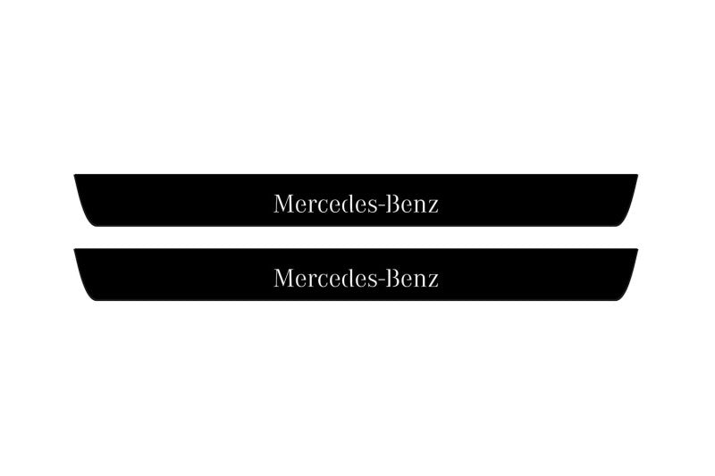Mercedes A W176 2012-2018 Led Door Sill Pro With Logo Mercedes-Benz (Premium Painting) Mercedes Led Door Sills PRO opdesign