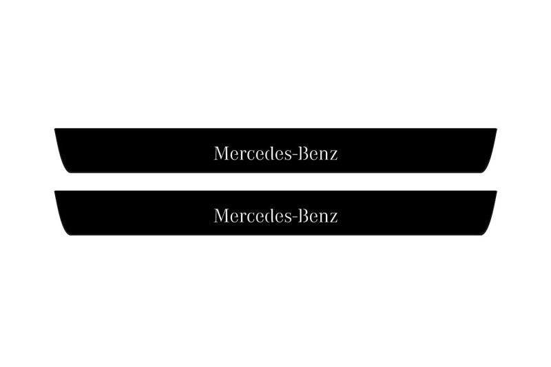Mercedes A W177 2018+ Led Door Sill Pro With Logo Mercedes-Benz (Premium Painting) Mercedes Led Door Sills PRO opdesign