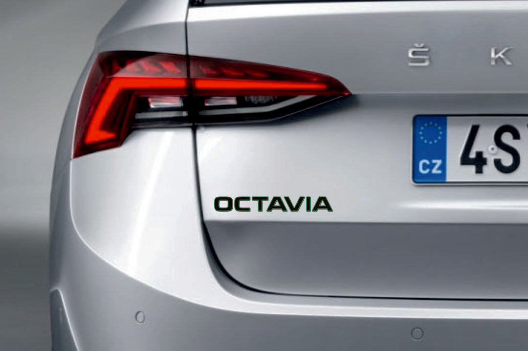 Skoda Octavia IV (A8) 2020+ tailgate trunk rear 3D emblem with Octavia logo (type MIXT) Skoda emblems decoinfabric