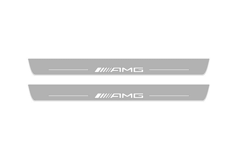 Mercedes CLA W117 2013+ Auto Door Sill Plates With Logo AMG Mercedes Led Door Sills opdesign