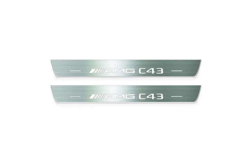Mercedes C W205 2014-2021 LED Door Sills PRO With AMG С43 Logo Mercedes Led Door Sills opdesign