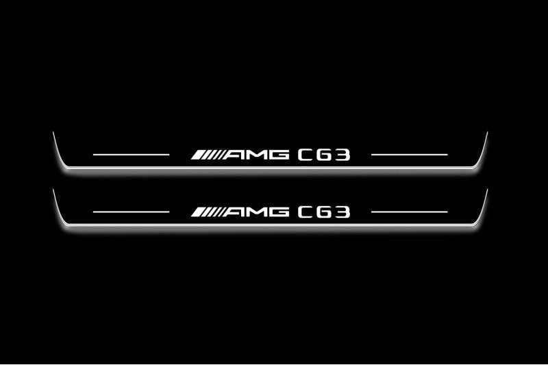 Mercedes C W204 2007-2014 LED Door Sills PRO With AMG C63 Logo