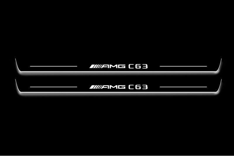 Mercedes C W205 Coupe 2014-2021 Door Sill Led Plate With AMG С63 Logo