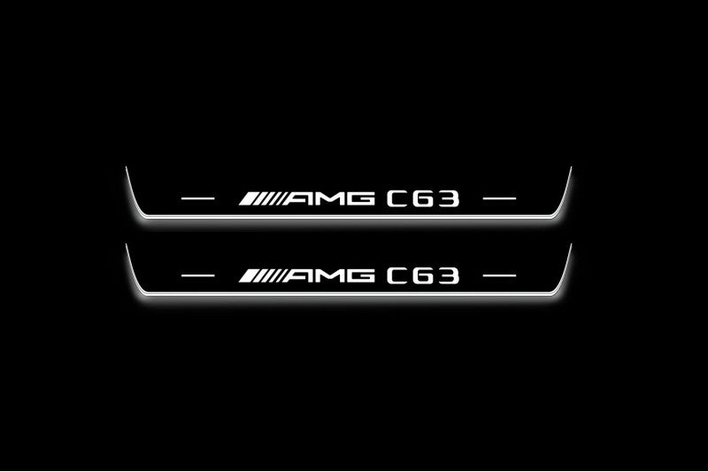 Mercedes C W205 2014-2021 LED Door Sills PRO With AMG С63 Logo Mercedes Led Door Sills opdesign