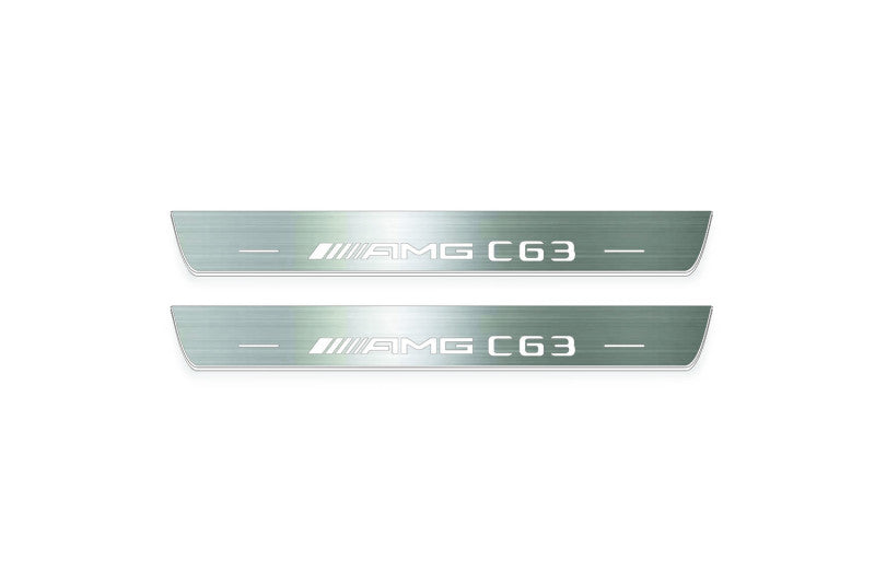 Mercedes C W205 2014-2021 LED Door Sills PRO With AMG С63 Logo Mercedes Led Door Sills opdesign