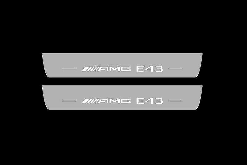 Mercedes E W213 2016-2023 Auto Door Sills With Logo AMG E43 Mercedes Led Door Sills opdesign