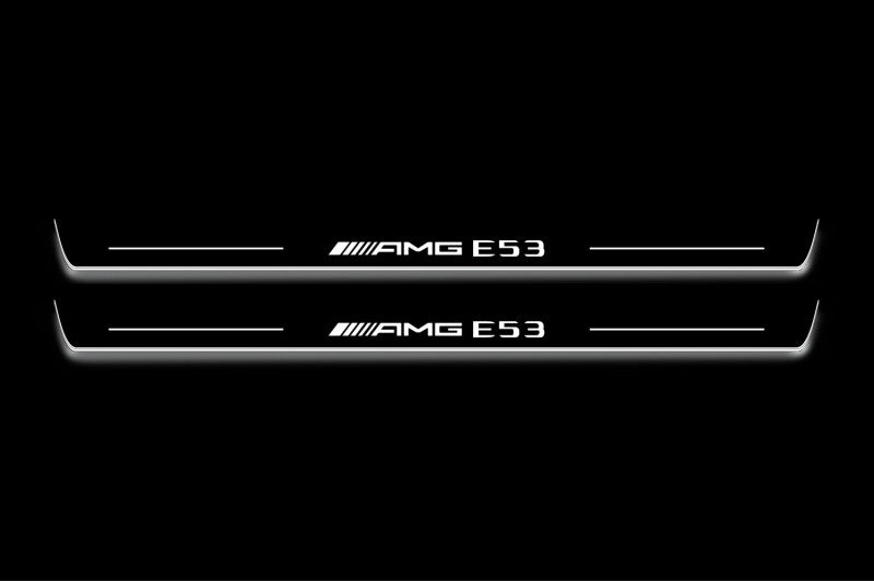 Mercedes E W213 Coupe 2016-2024 Door Sill Led Plate With AMG E53 Logo