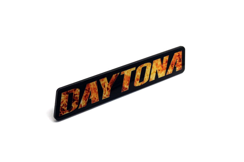 Dodge Challenger trunk rear emblem between tail lights with Daytona Fire logo