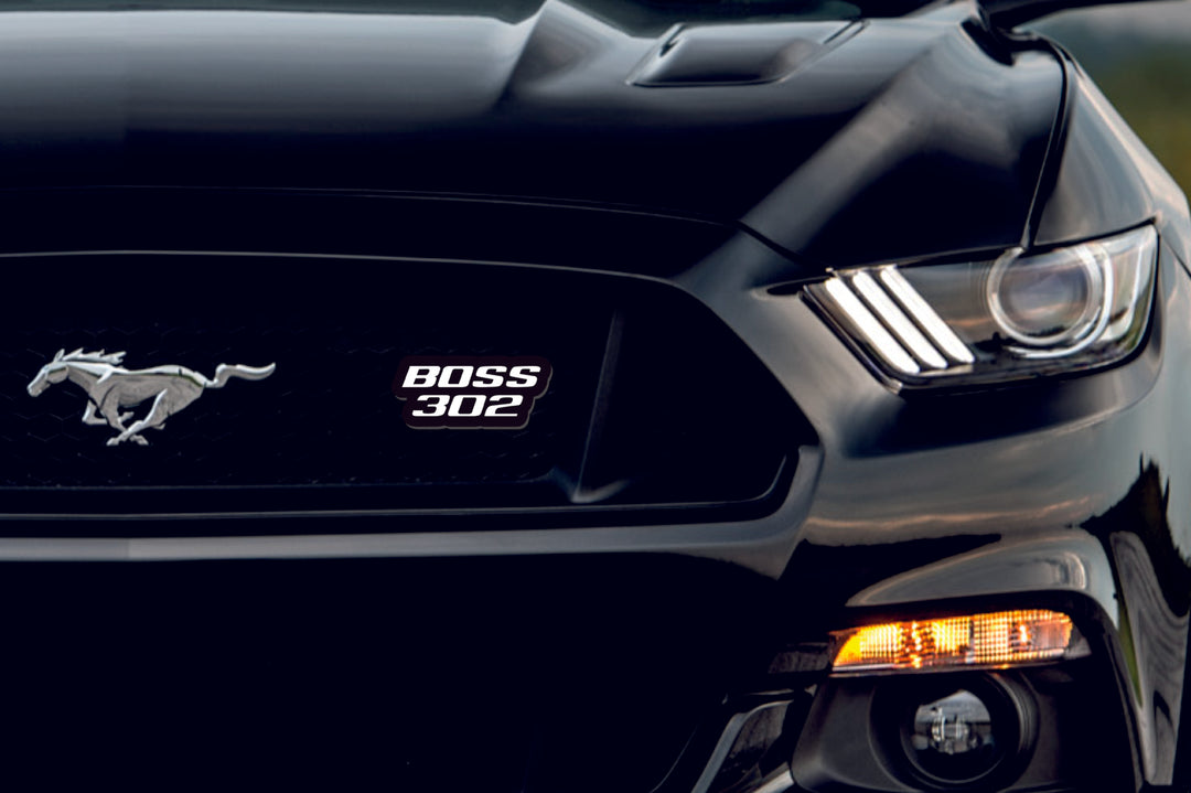 Ford Illuminated LED Radiator Grille Emblems and Badges with Boss 302 logo Ford Led Emblems decoinfabric