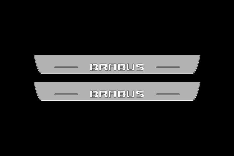 Mercedes C W205 2014-2021 LED Door Sills PRO With Brabus Logo Mercedes Led Door Sills opdesign