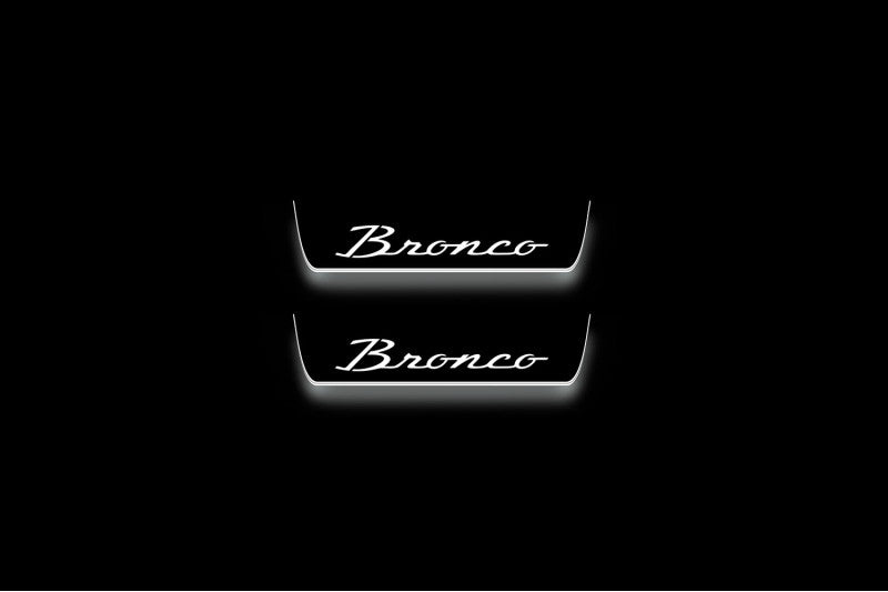 Ford Bronco 2021+ Door Sill Led Plate With Bronco logo (type 3) Ford Led Door Sills opdesign