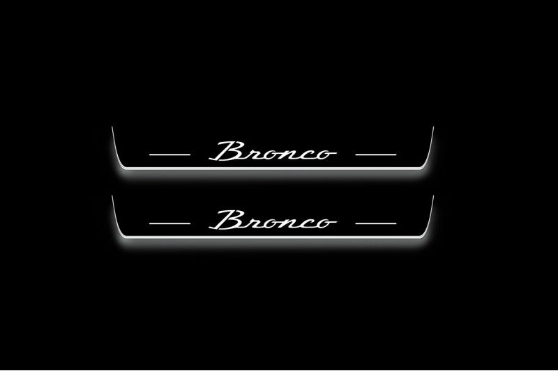Ford Bronco 2021+ Door Sill Led Plate With Bronco logo (type 3) Ford Led Door Sills opdesign