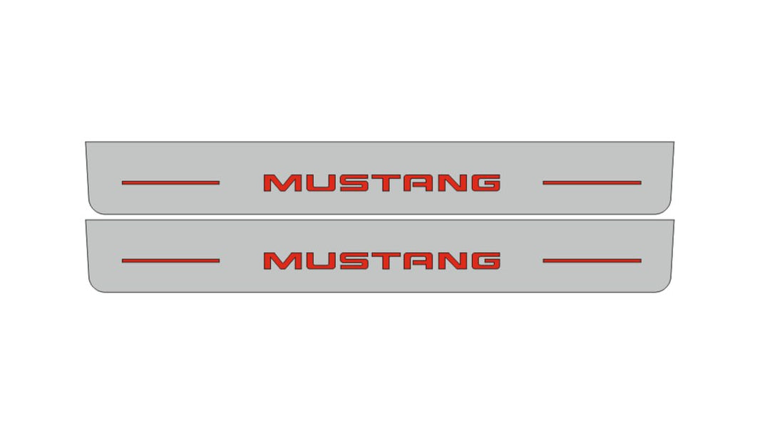 Ford Mustang VI 2015-2023 Illuminated LED Door Sill Plates With Mustang Logo (type 3) Ford Led Door Sills opdesign