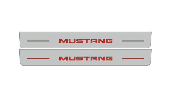Ford Mustang VI Illuminated LED Door Sill Plates With Mustang Logo (type 3) - decoinfabric