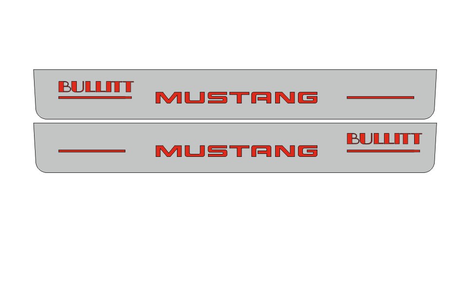 Ford Mustang V 2005-2015 Illuminated LED Door Sill Plates With BULLITT Logo (type 3) Ford Led Door Sills opdesign