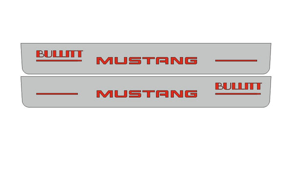 Ford Mustang VI Illuminated LED Door Sill Plates With BULLITT Logo (type 3) - decoinfabric