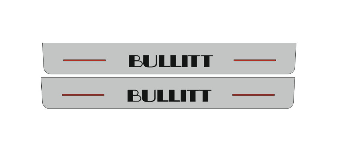 Ford Mustang VI 2015-2023 Illuminated LED Door Sill Plates With BULLITT Logo (type 5) Ford Led Door Sills opdesign