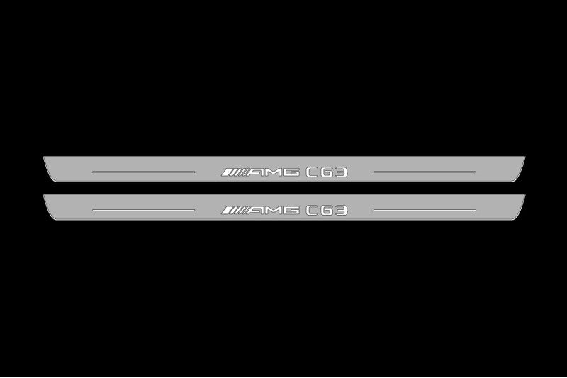 Mercedes C W204 Coupe 2007-2014 Door Sill Led Plate With AMG C 63 Logo Mercedes Led Door Sills opdesign