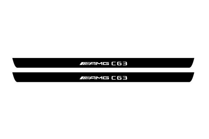 Mercedes C W204 Coupe 2007-2014 Led Door Sill Pro With Logo AMG С63 (Premium Painting) Mercedes Led Door Sills PRO opdesign