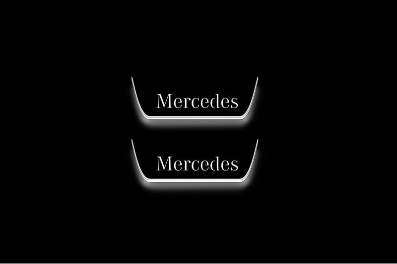 Mercedes C W205 2014-2021 LED Door Sills PRO With Mercedes-Benz Logo