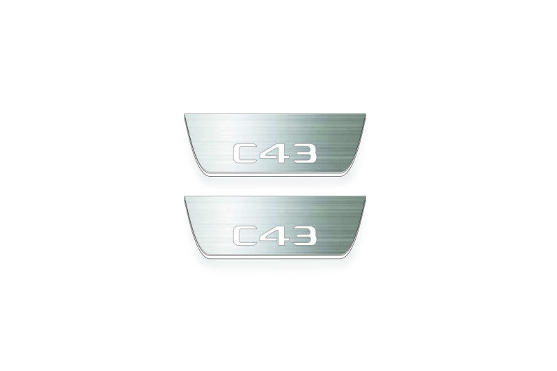 Mercedes C W205 2014-2021 LED Door Sills PRO With AMG С43 Logo Mercedes Led Door Sills opdesign