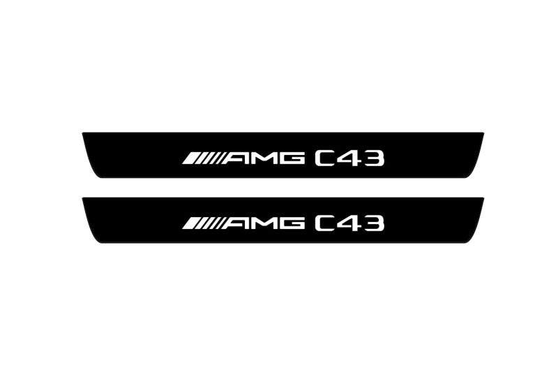 Mercedes C W205 2014-2021 Led Door Sill Pro With Logo AMG C43 (Premium Painting) Mercedes Led Door Sills PRO opdesign