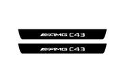 Mercedes C W205 2014-2021 Led Door Sill Pro With Logo AMG C43 (Premium Painting) Mercedes Led Door Sills PRO opdesign