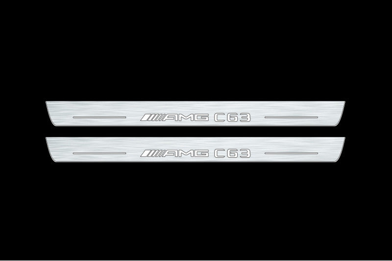 Mercedes C W204 2007-2014 LED Door Sills PRO With AMG C63 Logo Mercedes Led Door Sills opdesign