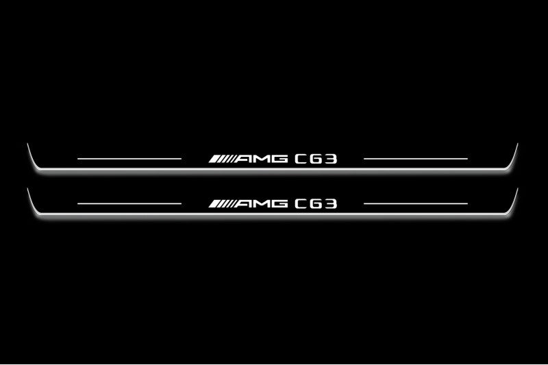 Mercedes C W204 Coupe 2011–2015 Door Sill Led Plate With AMG C 63 Logo