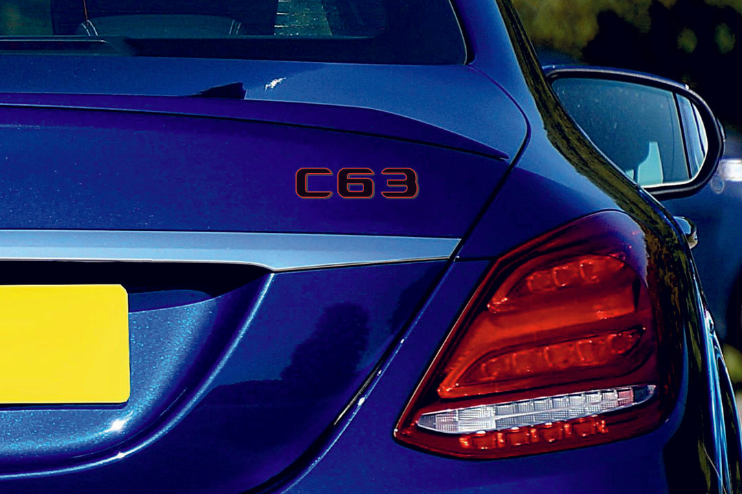 Mercedes tailgate trunk rear 3D emblem with C63 logo (type MIXT)
