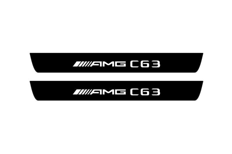 Mercedes C W205 2014-2021 Led Door Sill Pro With Logo AMG C63 (Premium Painting) Mercedes Led Door Sills PRO opdesign
