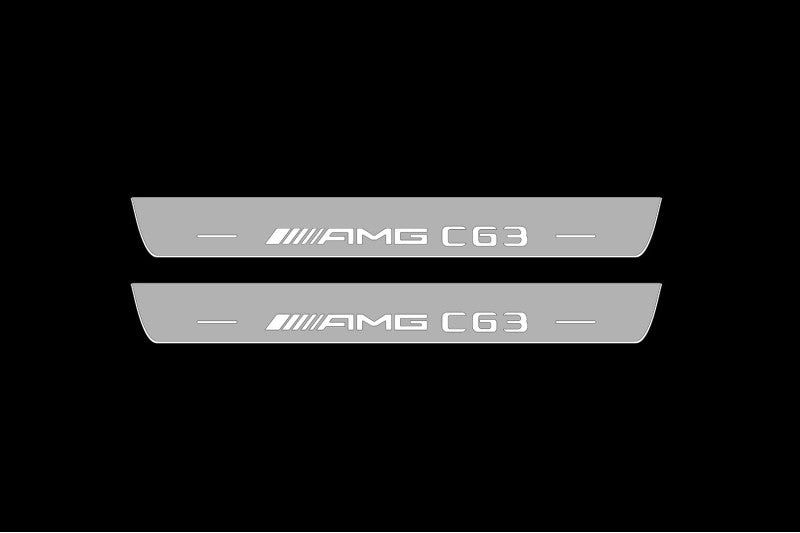 Mercedes C W205 Coupe 2014-2021 Door Sill Led Plate With AMG С63 Logo Mercedes Led Door Sills opdesign