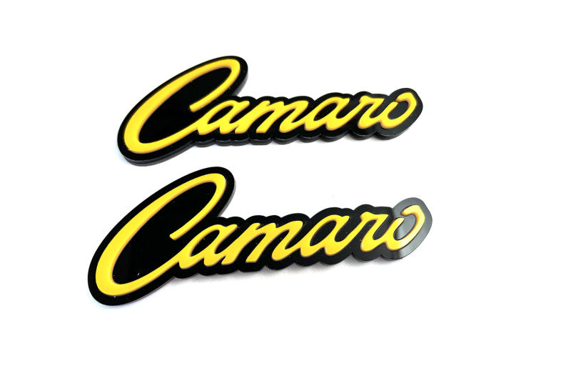 Chevrolet Camaro Emblem & Badge Set - Grille and Tailgate Camaro logo Chevrolet emblems decoinfabric YELLOW