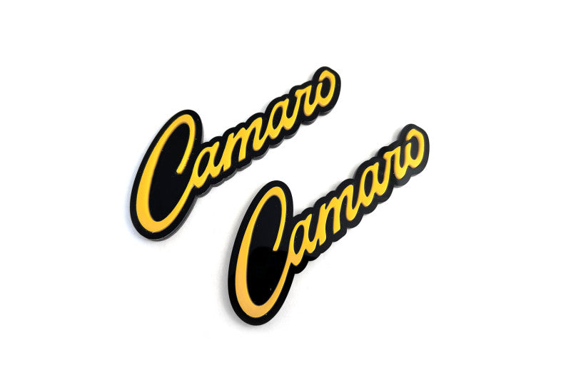 Chevrolet Camaro Emblem & Badges set with Camaro logo Chevrolet emblems decoinfabric BLACK YELLOW