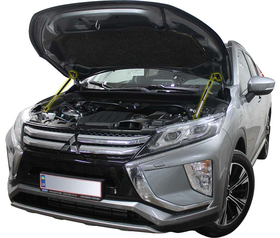 Hood strut kit installed on the Mitsubishi Eclipse Cross 1st Gen (GK)