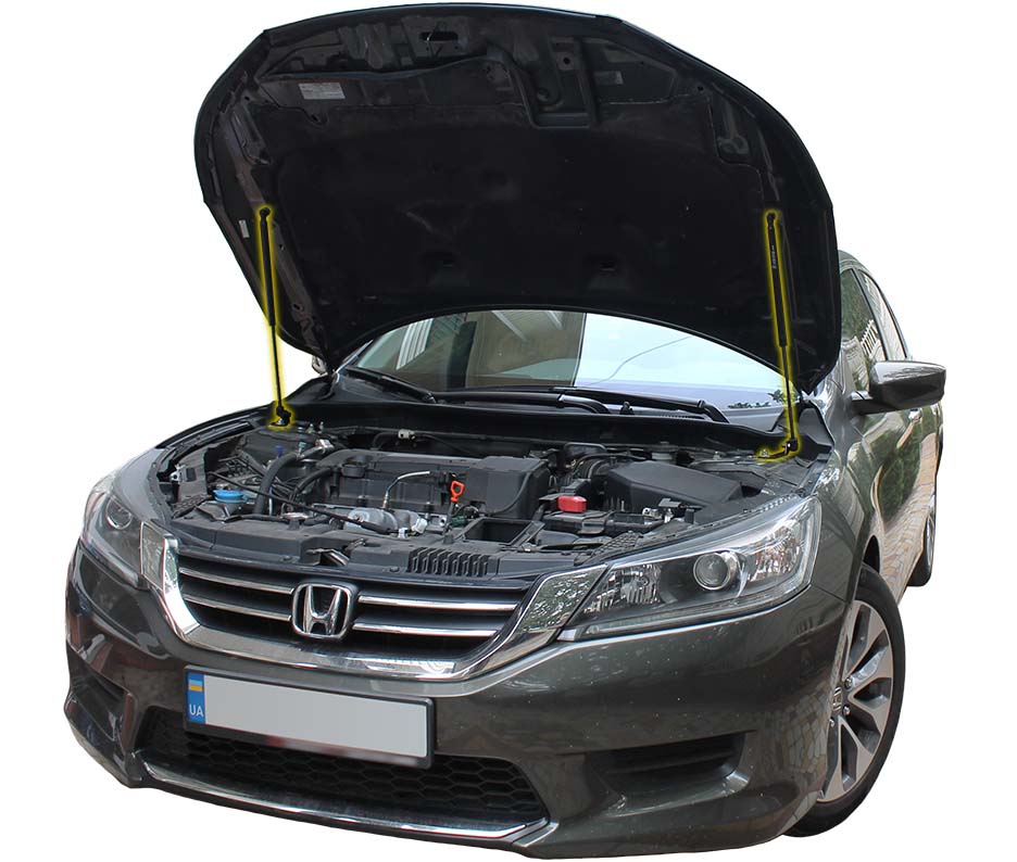 Hood strut kit installed on the Honda Accord 9th Gen (CR)