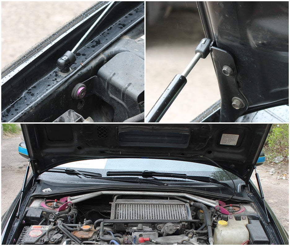 Hood strut kit mounting details on the Subaru Impreza 2nd Gen (GD/GG)