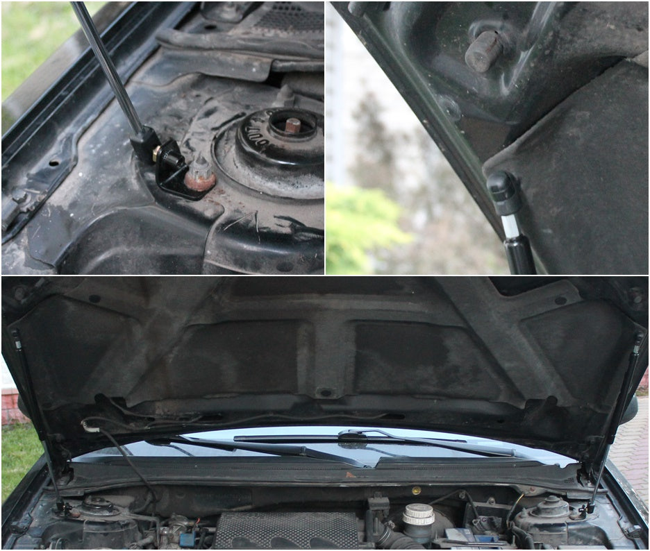 Hood strut kit mounting details on the Mitsubishi Galant 9th Gen (DJ)