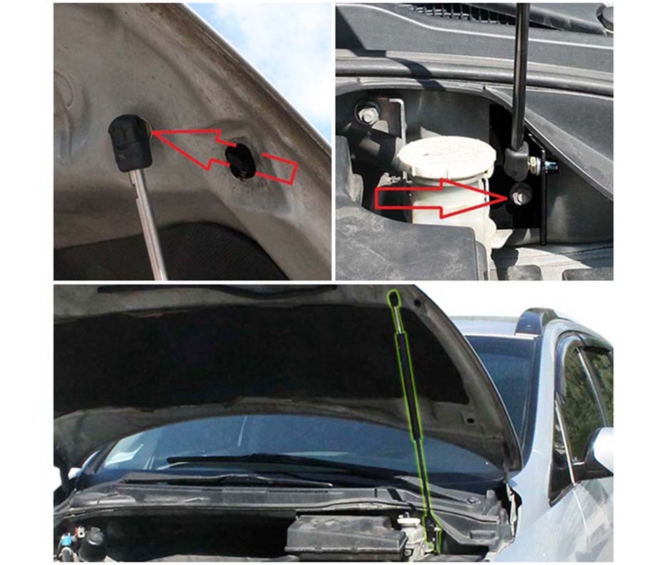 Hood strut kit mounting details on the Mitsubishi Grandis (NA4W)