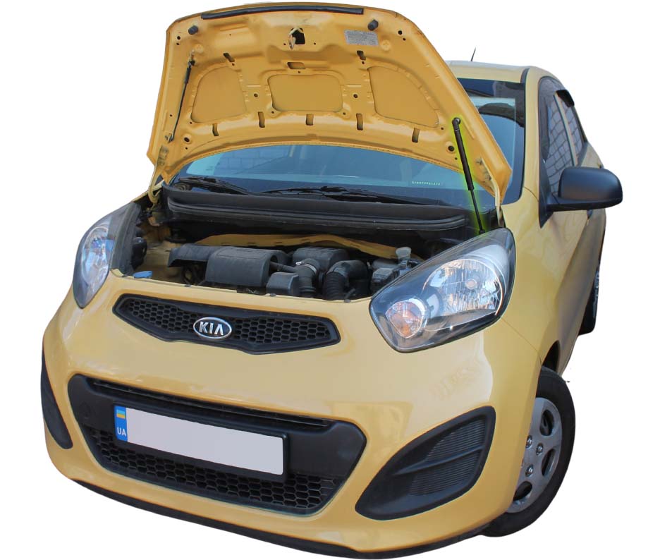 Hood strut kit installed on the Kia Picanto 2nd Gen (TA)
