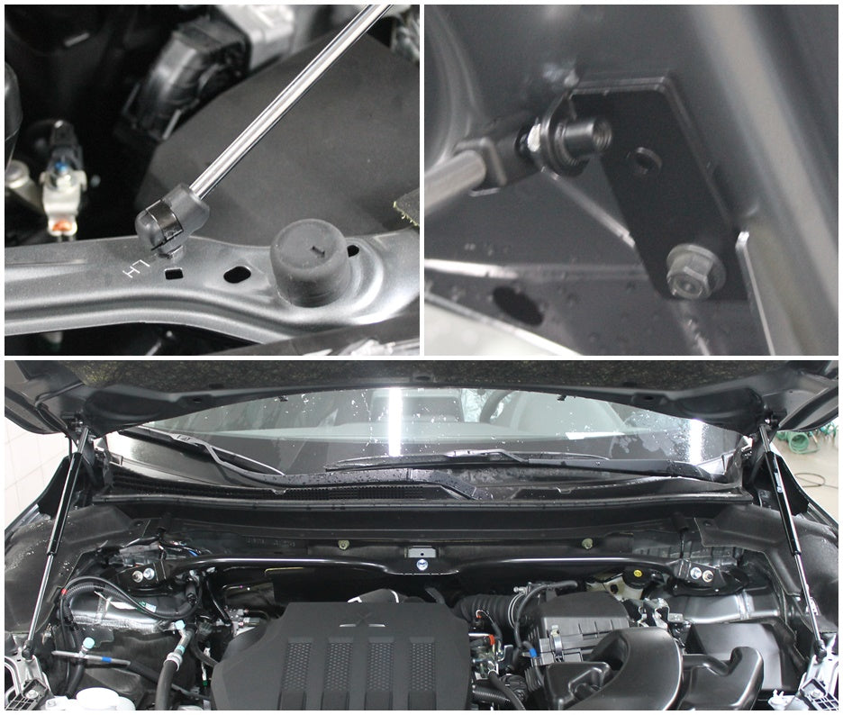 Hood strut kit mounting details on the Mitsubishi Eclipse Cross 1st Gen (GK)