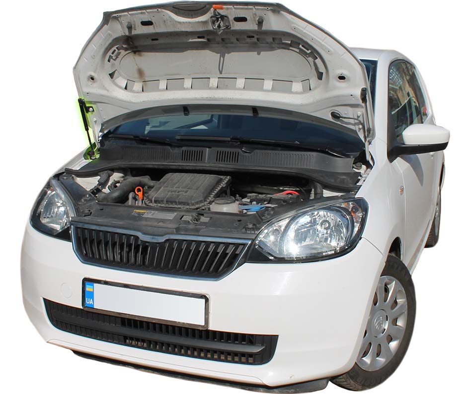 Hood strut kit installed on the Škoda Citigo (NF)