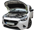 Load image into Gallery viewer, Hood strut kit installed on the Mazda 2 3rd Gen (DJ)