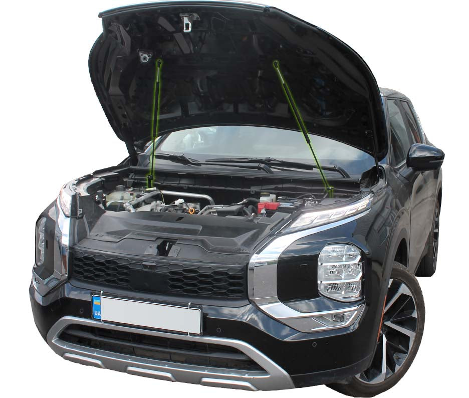 Hood strut kit installed on the Mitsubishi Outlander 4th Gen (GN)