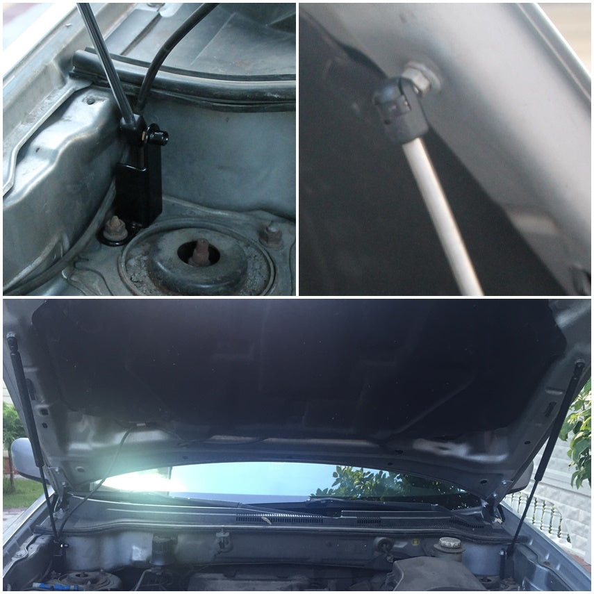 Hood strut kit mounting details on the Mitsubishi Outlander 1st Gen (CU)