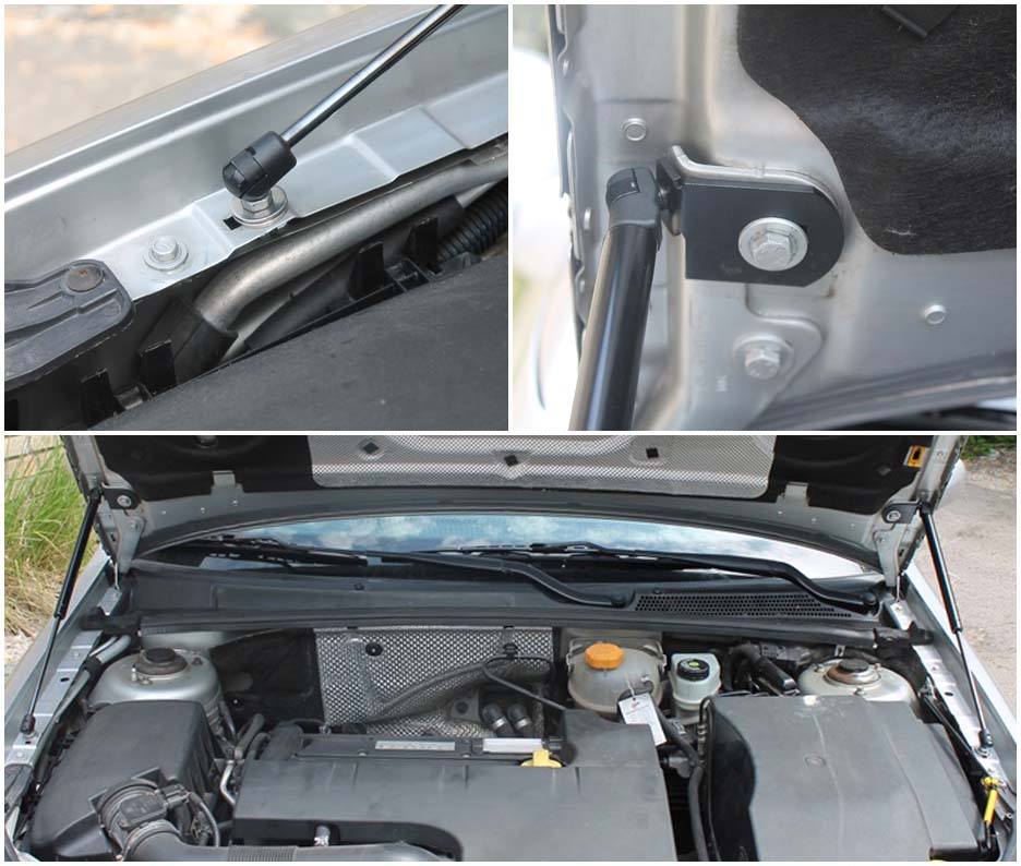 Hood strut kit mounting details on the Opel Vectra 3rd Gen Facelift (C)