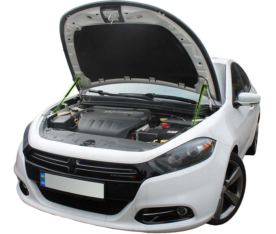 Hood strut kit installed on the Dodge Dart (PF)
